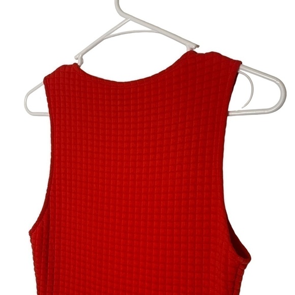H&m Cherry Red Sleeveless Quilted Fit and Flare Dress Party Office Size Small - Picture 6 of 11